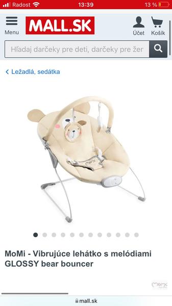 MoMi - Vibrujúce lehátko s melódiami GLOSSY Bear Bouncer