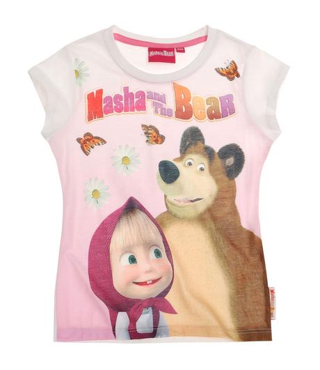 Máša a medveď tričko s krátkym rukávom biela, disney,116 / 128