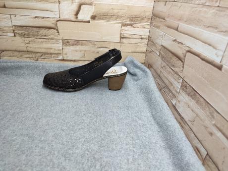 Rieker 36 - dámske kožené dierkované čierne topánk, rieker,36