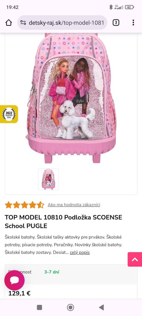 Skolske tasky pre dievca, 