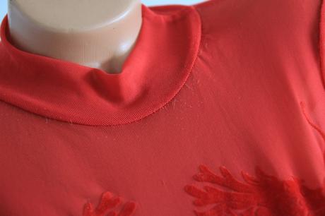 Červený sieťovaný body top, s, s