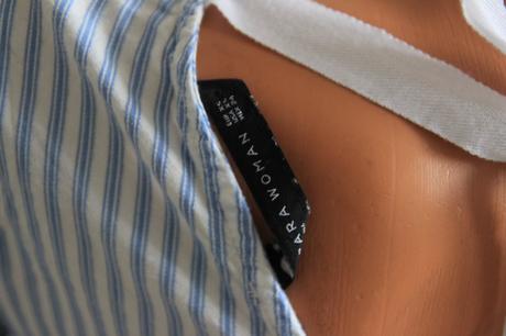 Modro biela blúzka s čipkou, zara xs, zara,xs