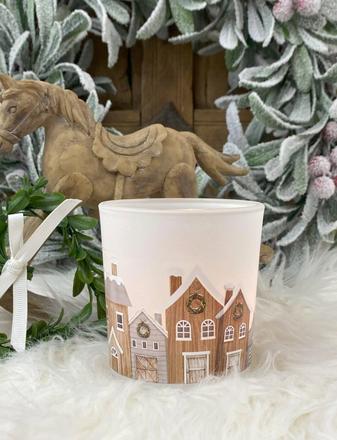 Celoročný svietnik-lucerna domčeky, dedinka, 