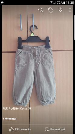 Zateplené nohavice, f&f,80