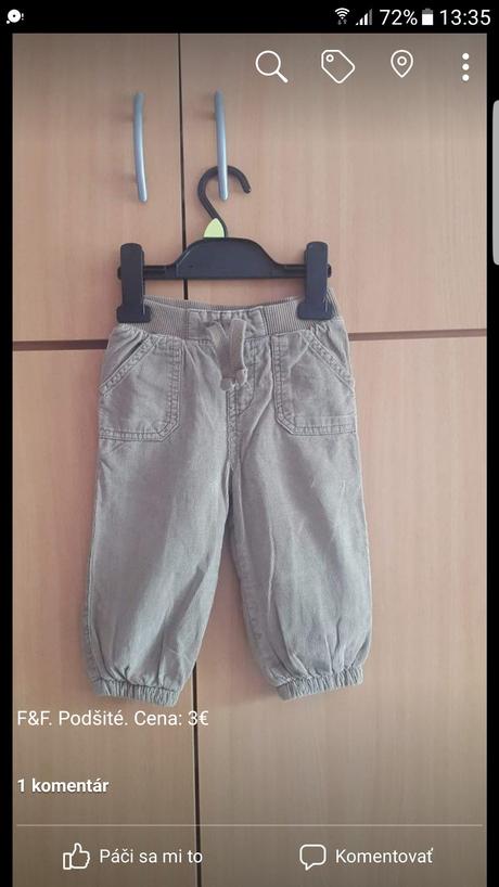 Zateplené nohavice, f&f,80