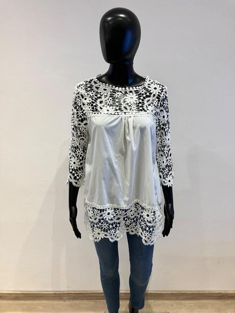 Dámska biela blúzka s čipkou, l