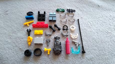 Lego náhradné diely kocka okuliare potápač volant, 