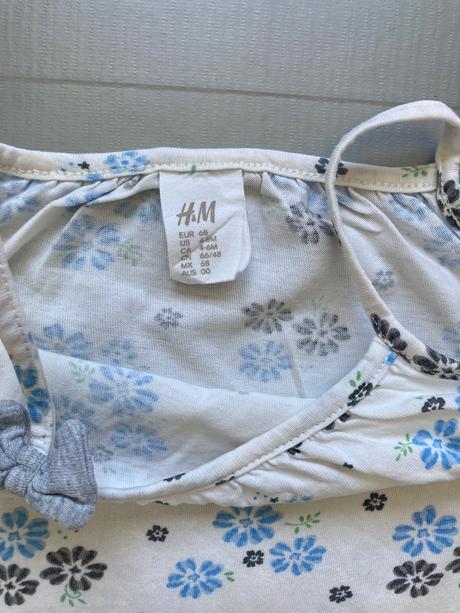Letne pyzamko, modre/sede kvetinky, h&m,68