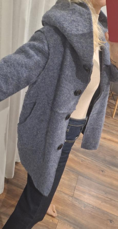 Vlneny lanovy kabatik bunda italia vel 38/40, piazza italia,m