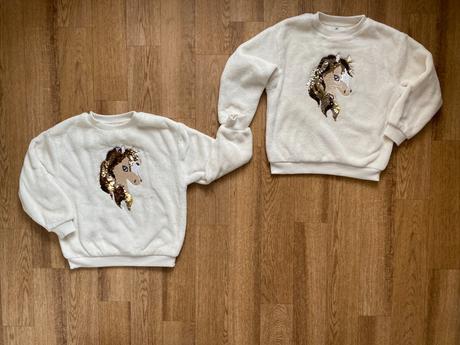 Plysové mikiny flitrový koník h&m, 110