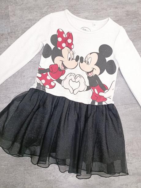 Trblietavé šaty minnie a mickey, c&a,104