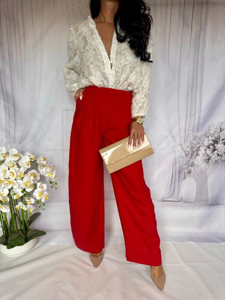 H&m - ľanové široké nohavice, h&m,34