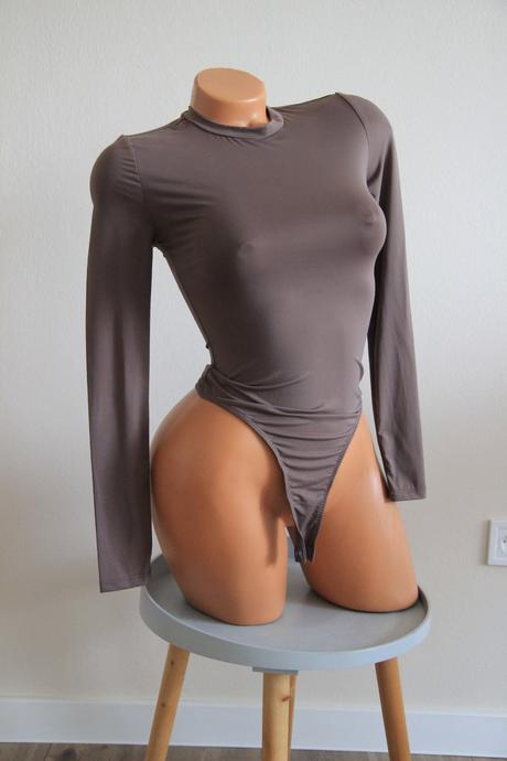 Hnedo šedý elastický body top, xs, xs