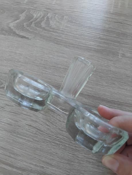 Retro sklenená dvojitá solnicka/korenicka,