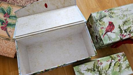 Dekoračné / darčekové krabičky, 4ks, bordová/červe,