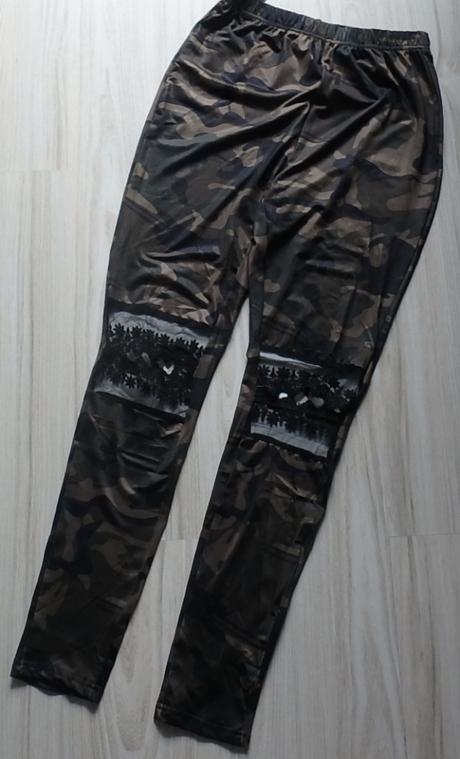 Legíny - vzor zelené khaki (army-maskáče), v. s/m, m / s