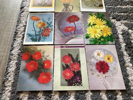Retro pohľadnice kvety 80-90te roky, 