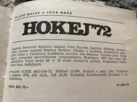 Hokej 72 sapporo- praha (1972), 
