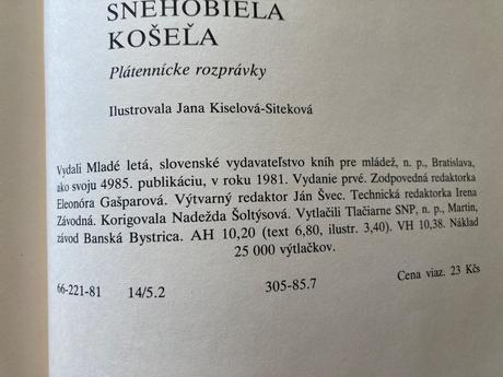 Snehobiela košeľa-prvé vyd.1981,