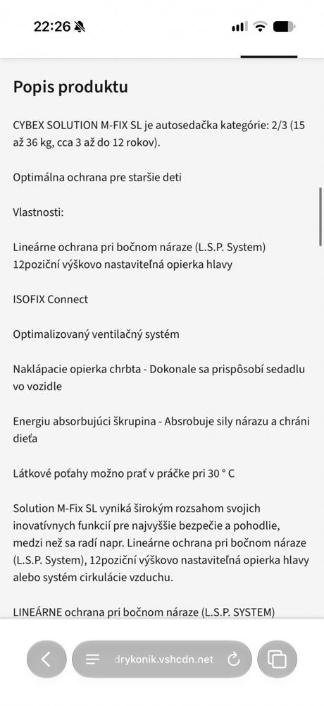 Autosedačka cybex solution m fix, cybex
