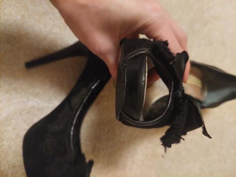 Lodičky kožené s čipkou na platforme, 37