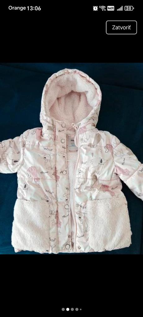 Ružová úžasná vyteplená bunda, mám 104 aj 110/116, sinsay,110