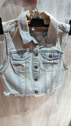 Cropnutá riflová vesta, h&m,s