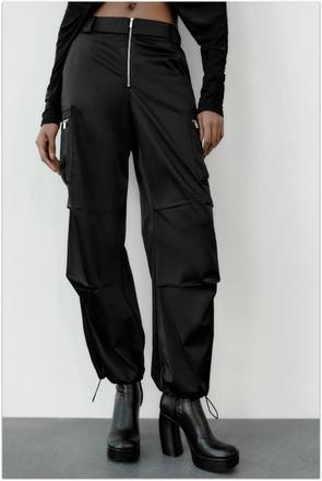 Saténové nohavice zn.zara - veľkosť l, zara,l