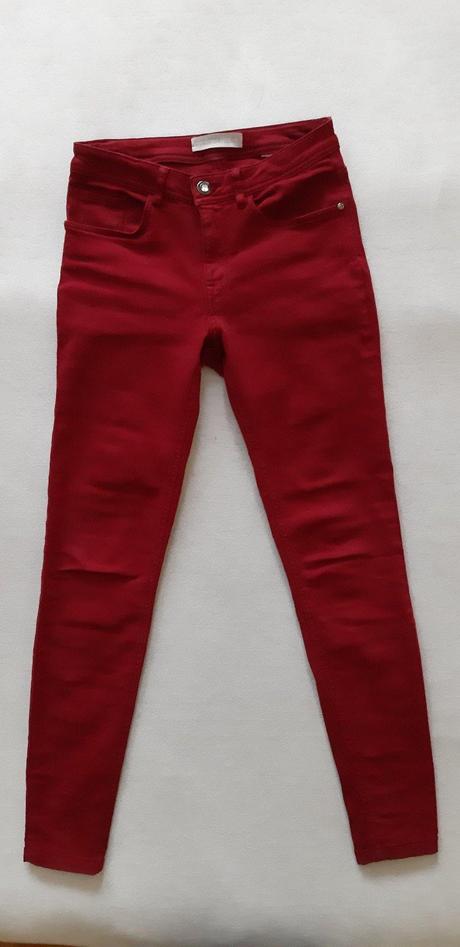 Elastické bordové rifle zara, zara,34