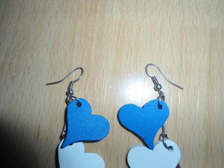 Bielo-modro-cervene srdiecka - nausnice, 