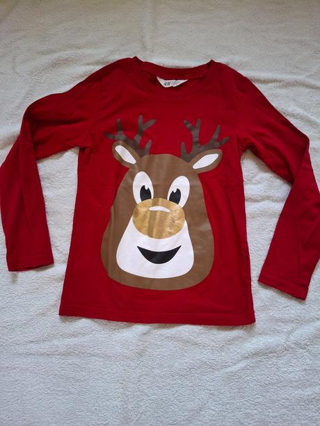 Tričko vianočný motív, h&m,128