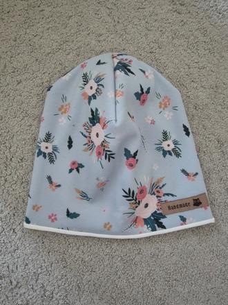 Handmade čiapka kvietky - nová, 98 / 104 / 110 / 116