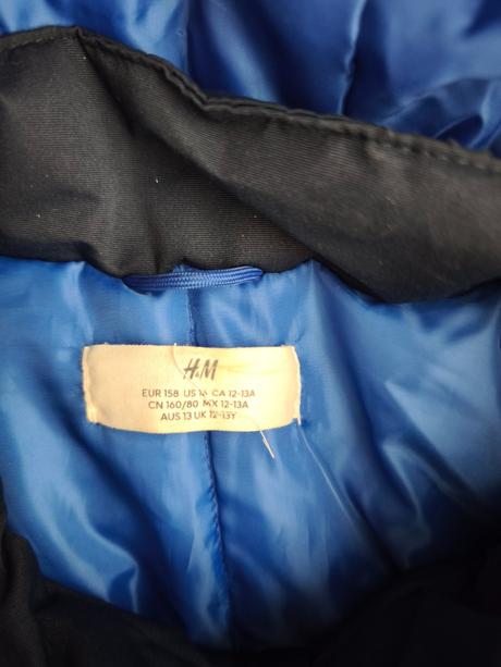 Modrá zimná bunda h&m veľ 158, h&m,158