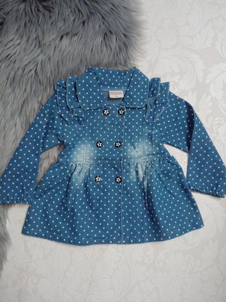 Dievčenské bodkované tenké džínsové šaty (80), 80