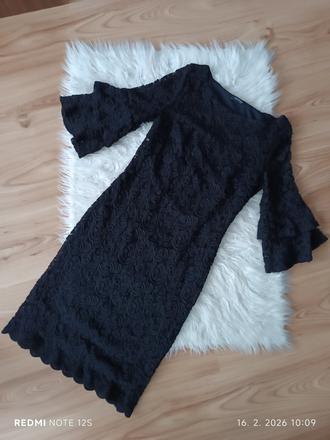 Čierne elastické, čipkované šaty, orsay,m