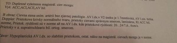 Výsledky z vyšetrenia