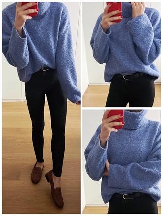 Krásny modrý oversized rolákový sveter, reserved,s