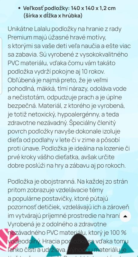 Podložka na hranie lalalu 140x140x1,2 cm,