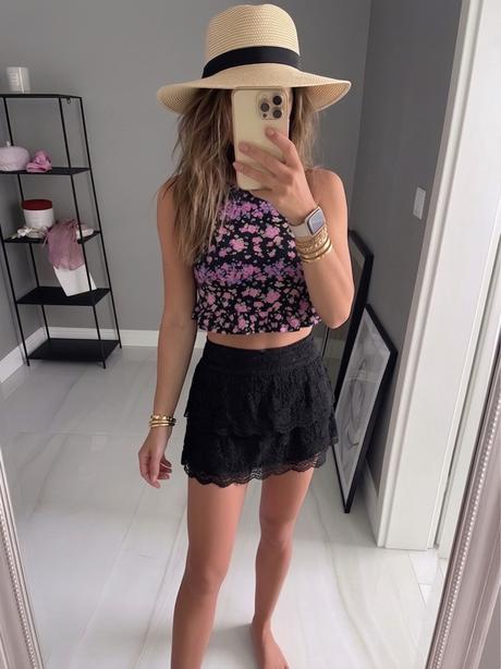 Crop top s volánikom, h&m,xs