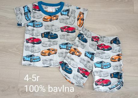 Dvojdielne pyžamo motív traktor bager hasici 4-5r, 110 / 116