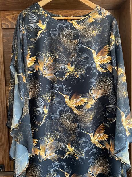 Elegantne šaty dara fashion zlaté kolibríky, 48