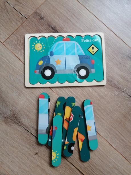 Puzzle auta, bager, policajti,