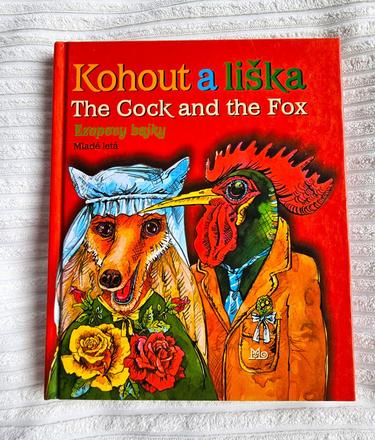 Kniha 'kohout a liška, the cock and the fox', ezop,