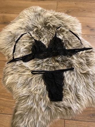 Čierny čipkovaný set, xs