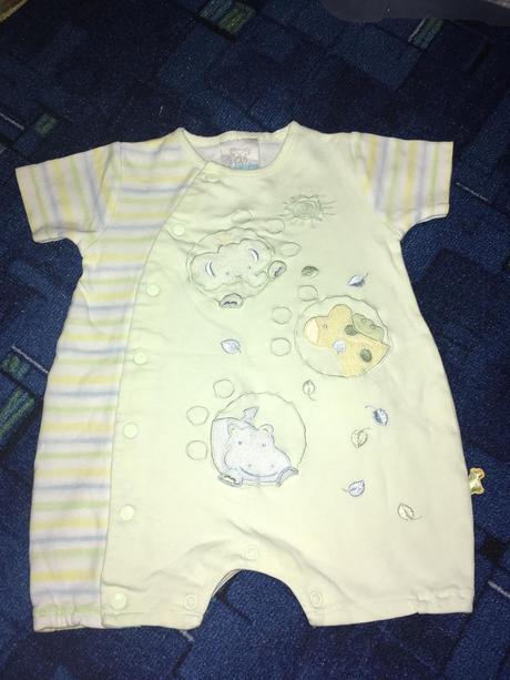 Krásne opalovačky, letný overal 62/68 žlto zelené, 62