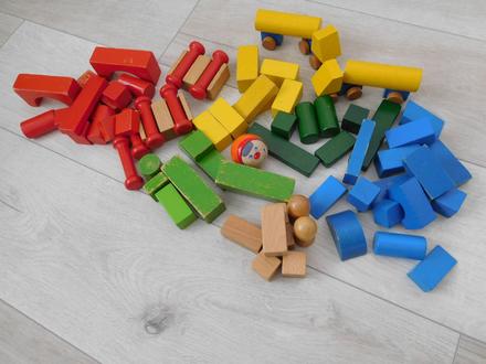 Retro-drevené kocky stavebnica, 