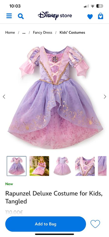 Rapunzel deluxe disney kostým s črievicami a korun, 