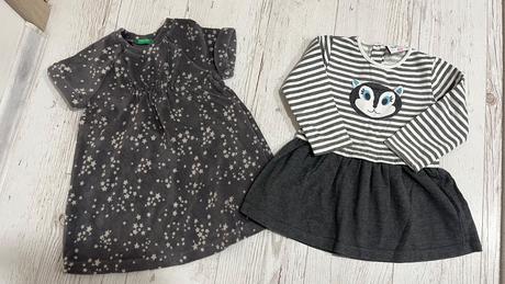 Sivé šaty 92 2ks, benetton,92