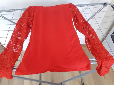 Červená dámska blúzka s dlhým rukávom, amisu,170