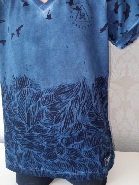 Modré vzorované tričko krátky rukáv (110-116), 110 / 116